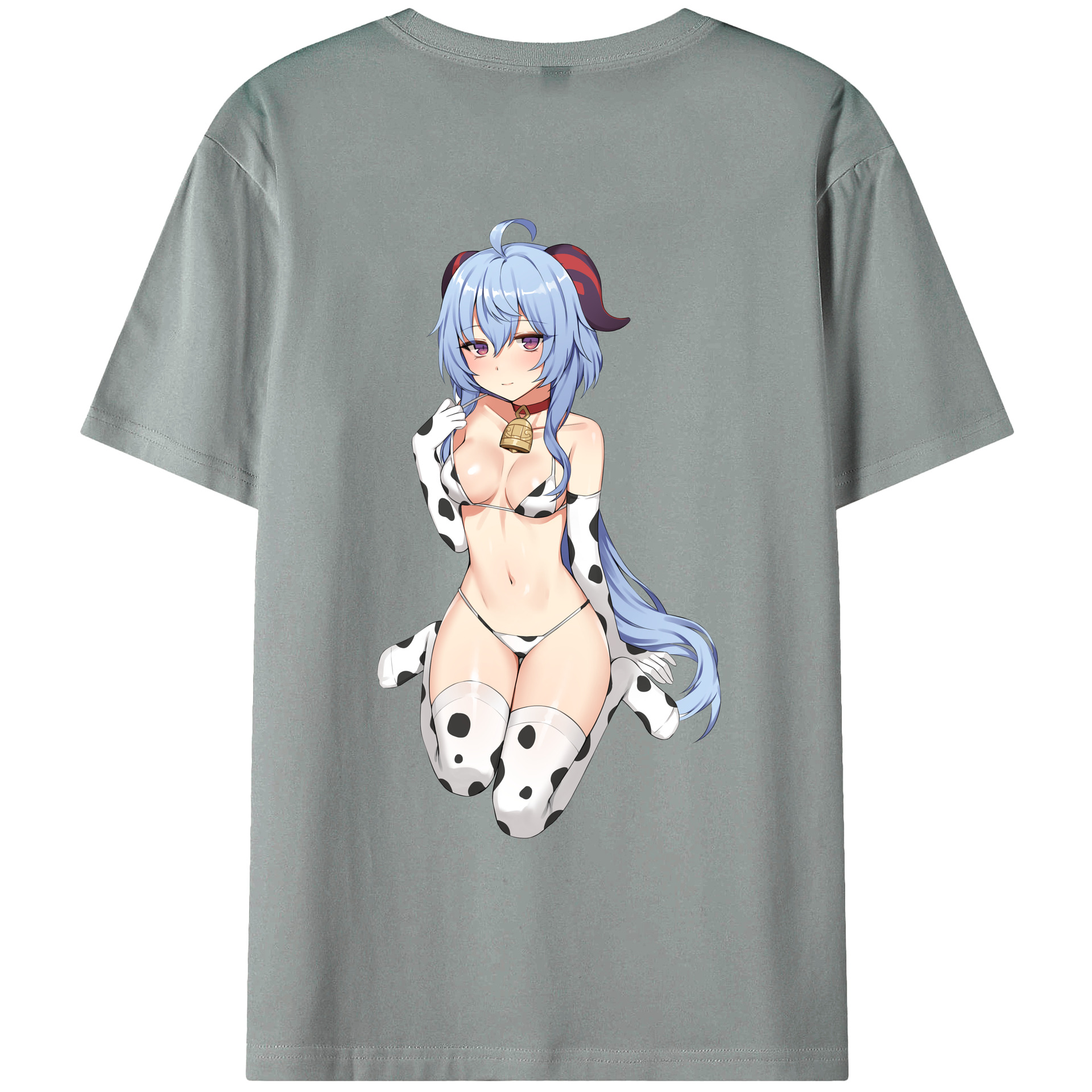 げんし神 甘雨 かんう genshin Ganyu 綿100％ メンズ半袖Tシャツ（バックプリント） 通気性